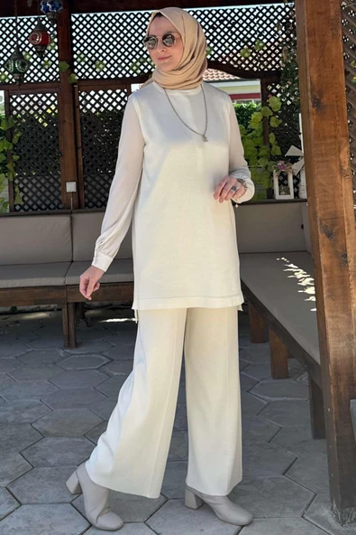 Pantolonlu İç Takım Ekru - Resim 3