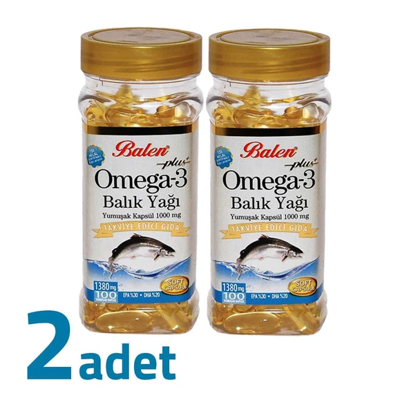 Balen Plus+ Omega3 Balık Yağı Yumuşak Kapsül 1380mg x 100 Kapsül x 2 Kutu ürün görseli 1