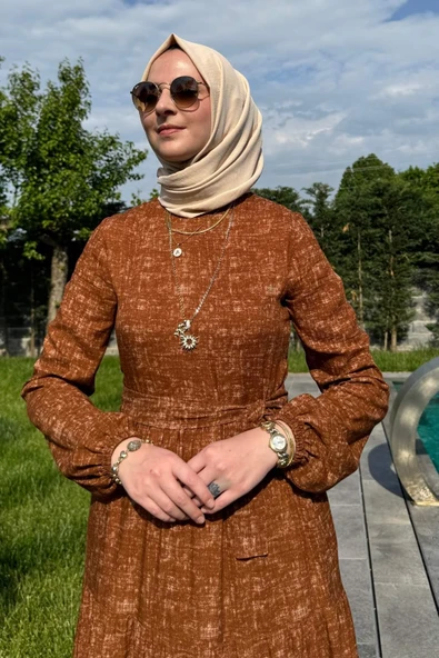 Kot Efektli Elbise Kiremit - Resim 4