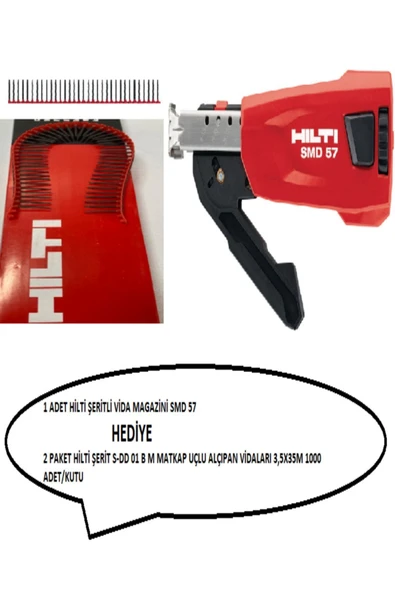 Şeritlivida Magazini Smd57+ 2 Kutu Şerit Matkap Uçlu Alçıpan Vidaları3,5x35m1000 Adet Hdy ürün görseli 1