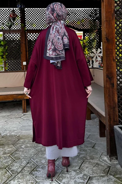 Panço Triko Hırka Bordo - Resim 9