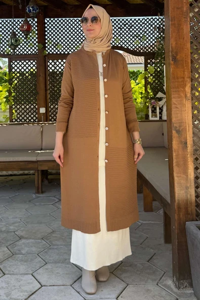 Manolya Camel Triko Hırka - Resim 10