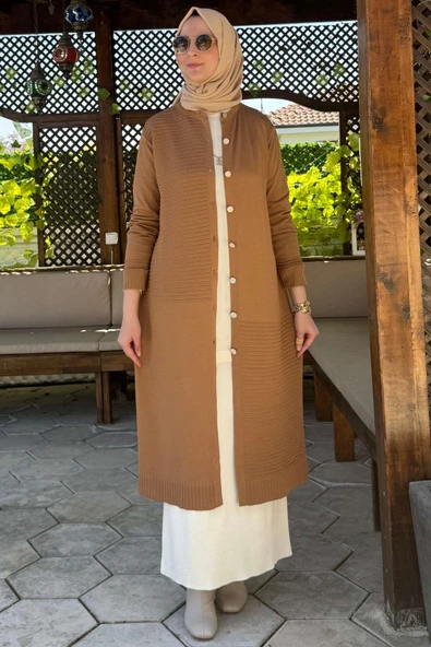 Manolya Camel Triko Hırka - Resim 4