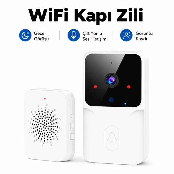 Kameralı Kapı Zili WiFi Bağlantılı Anında Bildirim ve Görüntülü Görüşme Özellikli ürün görseli 1