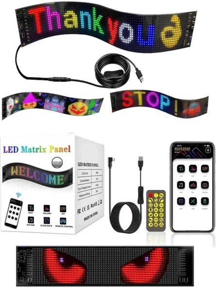 Led Matrix Panel Rg-B Ekran Kumandalı App Kontrollü Iş Yeri Otomobil Tır 60 Cm ürün görseli 1