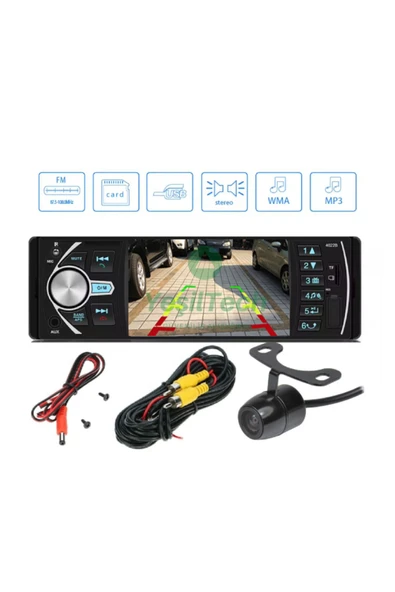 EXVOL Araba Oto Teyp 4.1 Inch Ekranlı Park Kamera Hediyeli Bleutooth Usb'li Aux Sd ürün görseli 1