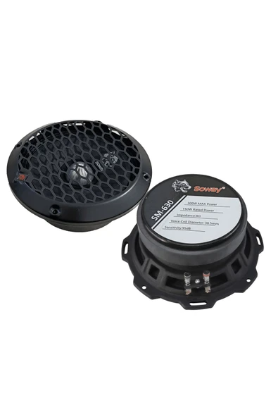 EXVOL SOWAY SM-630 16CM MİDRANGE KURŞUN GÖBEK 300W 150RMS HOPARLÖR KAPAKLI (2ADET) ürün görseli 1