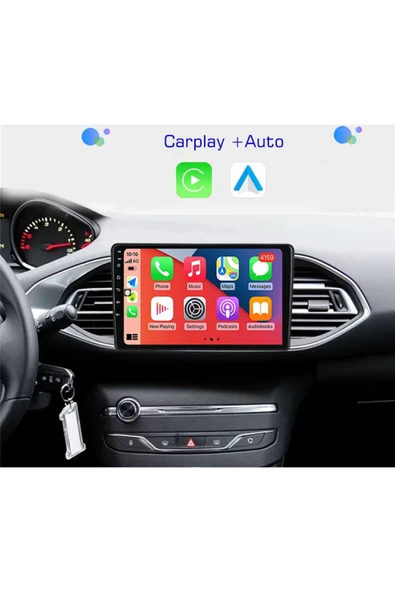 EXVOL PEUGEOT 308 2014-2021 ANDROİD MULTİMEDYA 4GB RAM/64GB CARPLAY 9İNC IPS EKRAN PARK KAMERASI HEDİYE ürün görseli 1