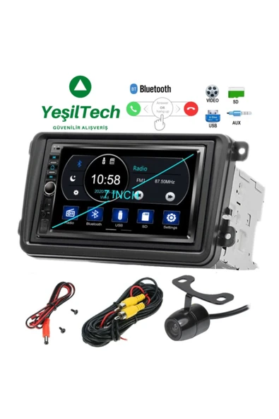 EXVOL Volkswagen Caddy Jetta Passat Golf5 Double Teyp Çerçeveli 7 Inch Parka Kamerası Hediye ürün görseli 1
