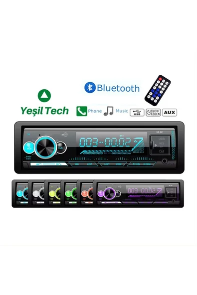 EXVOL EXW-22  YENİ MODEL ARABA OTO TEYP BLUETOOTH ÇİFT USB GİRİŞLİ 7 RENK DEGİŞEN SD-AUX ÇİFT AMFİ ÇIKIŞI ürün görseli 1