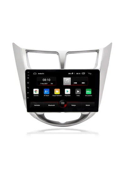 EXVOL HYUNDAİ ACCENT BLUE MULTİMEDYA CARPLAY 9 İNC HD IPS EKRAN 4GB/64GB ANDROİD 12 KAMERA HEDİYELİ ürün görseli 1