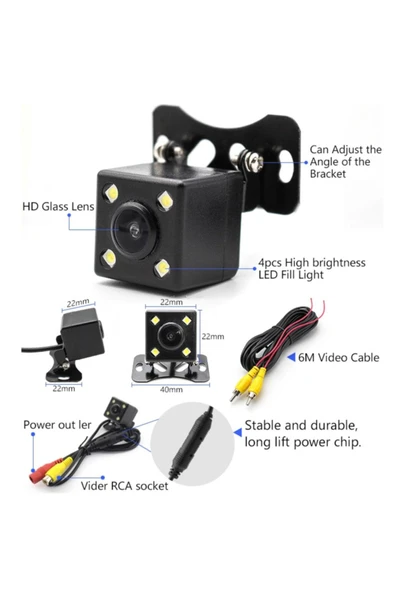 EXVOL Mx-33 Geri Görüş Kamerası Ledli Gece Görüş Park Çizgili Audiomax ürün görseli 1