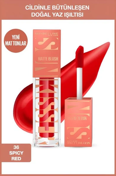 Maybelline New York Sunkisser Hazy Matte Likit Allık - 36 Spicy Red ürün görseli 1