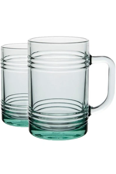 55673 Aware Tın Can 400 ML Cam 2li Kulplu Çay Kahve Meşrubat Bardağı Takımı ürün görseli 1