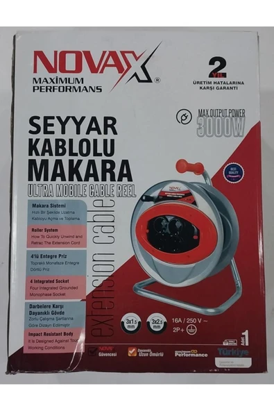 4lü Grup Makaralı Uzatma Kablo Plastik Gövdeli 3x2.5 40mt ürün görseli 1