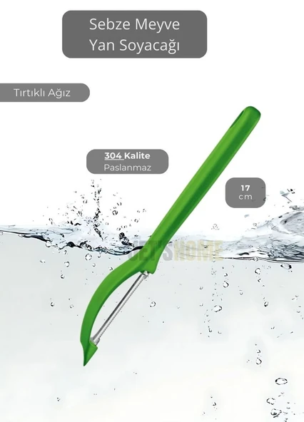 Meyve Soyacağı Paslanmaz Sebze Soyacağı Yan Soyacak Çelik Yeşil 17 cm ürün görseli 1