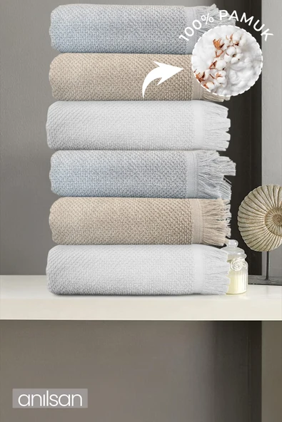 6'lı Jelena Banyo Havlusu - 70x140 Cm, 490Gr, %100 Pamuk, Spa Ve Otel Havlusu ürün görseli 1