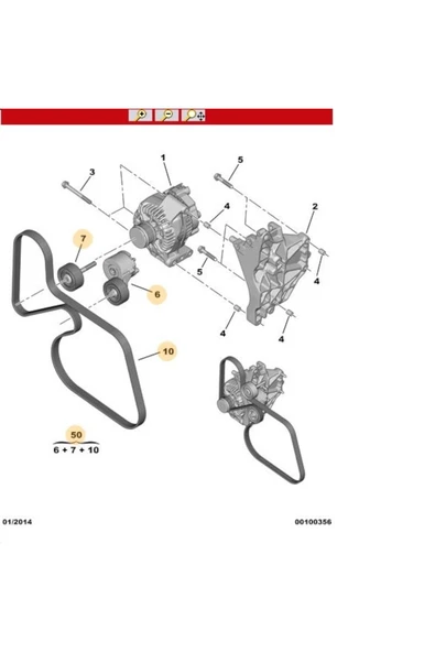 Citroen Nemo 1.3 Alternatör Kayış Seti Gergili PSA 1631896580 ürün görseli 1