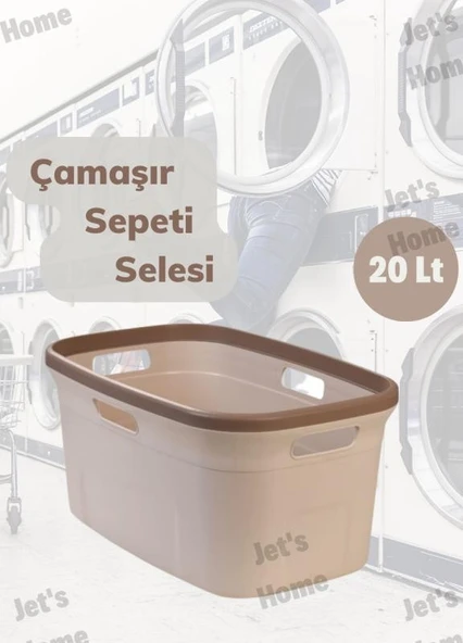Çamaşır Selesi Dayanıklı Çamaşır Sepeti Krem Bej 20 Litre ürün görseli 1