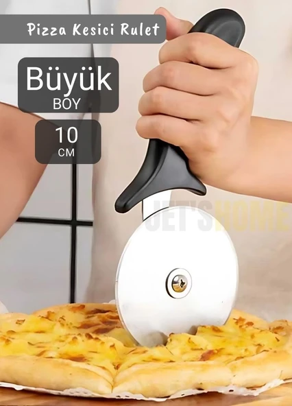 Pizza Kesici Paslanmaz Börek Kesici Çelik Pizza Bıçağı Tatlı Kesici Büyük Boy Çap 10 cm ürün görseli 1