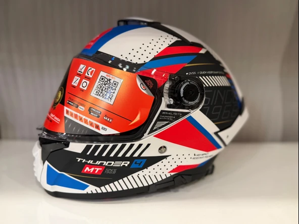 KASK MT THUNDER 4 SV LUMİNENCE A7 MAT BEYAZ/MAVİ ürün görseli 1