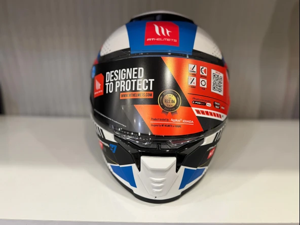 KASK MT THUNDER 4 SV LUMİNENCE A7 MAT BEYAZ/MAVİ - Resim 4