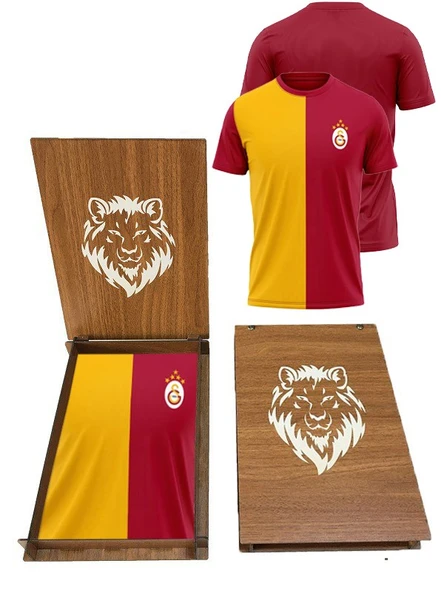 Galatasaray Orijinal 5 Yıldız Parçalı Forma T-shırt Ahşap Kutu Hediyeli ürün görseli 1