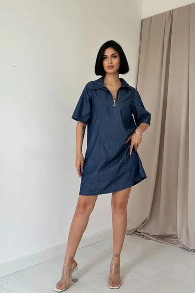 Mavi Tencel Kuplu Elbise ürün görseli 1