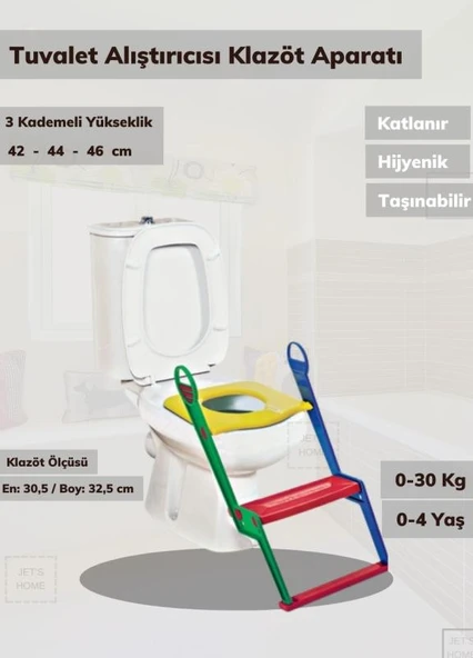 Tuvalet Alıştırıcı Çoçuklar İçin Wc Yardımcısı Basamaklı Alıştırıcı Bez Bırakmaya Yardımcı ürün görseli 1