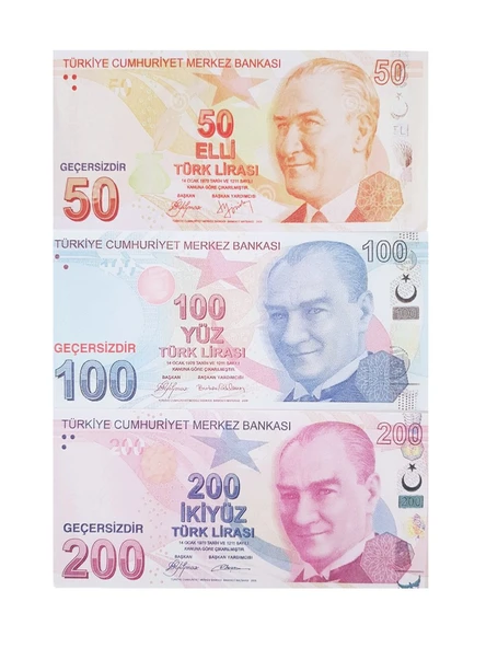 60 Adet Karışık Geçersiz Para 50 100 200 Türk Lirası Parti Şaka Düğün Oyun Parası ürün görseli 1