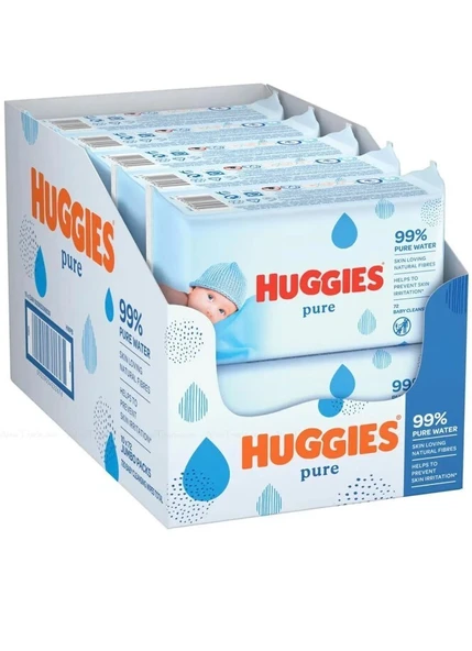 Huggies Pure Yenidoğan Hassas Islak Havlu 72 Yaprak 10'lu Maxi Paket (720 Yaprak) ürün görseli 1