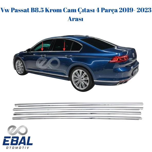 Vw Passat B8.5 Krom Cam Çıtası 4 Parça 2019- 2023 Arası Paslanmaz Çelik ürün görseli 1