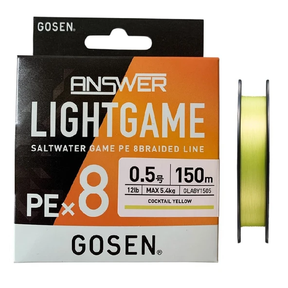 Gosen Answer Light Game PE 8 Örgü 0.5PE 150mt Cocktail Yellow LRF İp Misina ürün görseli 1