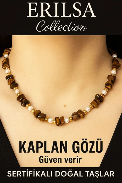 Sertifikalı Kırık Taşlı Model İnci – Kaplan Gözü Taşı Kolye – Koruma ve Güç Enerjisi ürün görseli 1