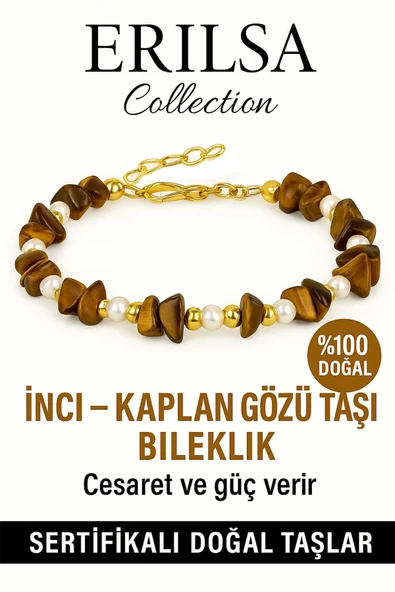 Sertifikalı Kırık Taşlı Model İnci – Kaplan Gözü Taşı Bileklik – Koruma ve Güç Enerjisi ürün görseli 1