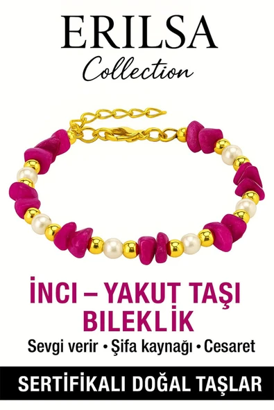 Sertifikalı İnci ve Yakut Taşı Bileklik – Enerji ve Zarafet ürün görseli 1
