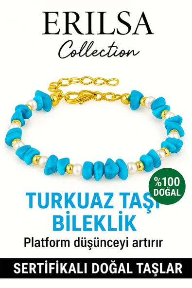 Sertifikalı Kırık Taşlı Model İnci – Firuze Taşı Bileklik – Şifa ve Koruma Enerjisi ürün görseli 1