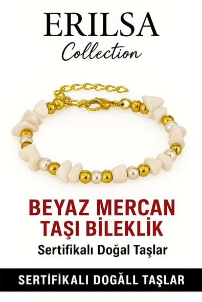 Sertifikalı Kırık Taşlı Model İnci – Beyaz Mercan Taşı Bileklik – Denge ve Canlılık Enerjisi ürün görseli 1