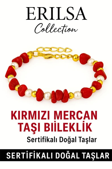Sertifikalı İnci ve Kırmızı Mercan Taşı Bileklik – Denge ve Canlılık Enerjisi ürün görseli 1