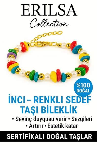 Sertifikalı İnci ve Renkli Sedef Taşı Bileklik – Duygusal Denge ve Şıklık ürün görseli 1