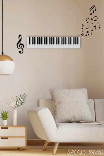Galery Wood Müzik Ve Notalar Dekoratif Duvar Sticker, Sol Anahtarlı Müzik Notaları, Müzik Odası Dekorasyon(16Ad) ürün görseli 1