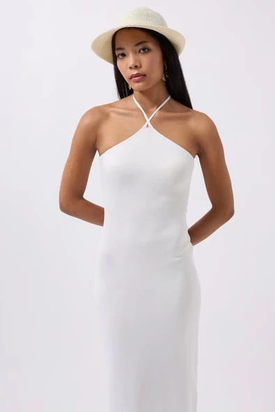 Çapraz Askılı Maxi Elbise - Resim 3