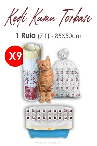 Rosie Kedi Kumu Torbası, 85x50cm Boyutunda, 7' li 9 Rulo ürün görseli 1