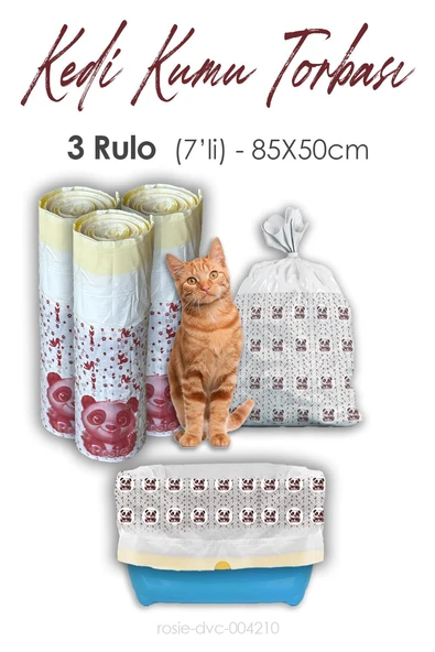Rosie Kedi Kumu Torbası, 85x50cm Boyutunda, 7' li 3 Rulo ürün görseli 1