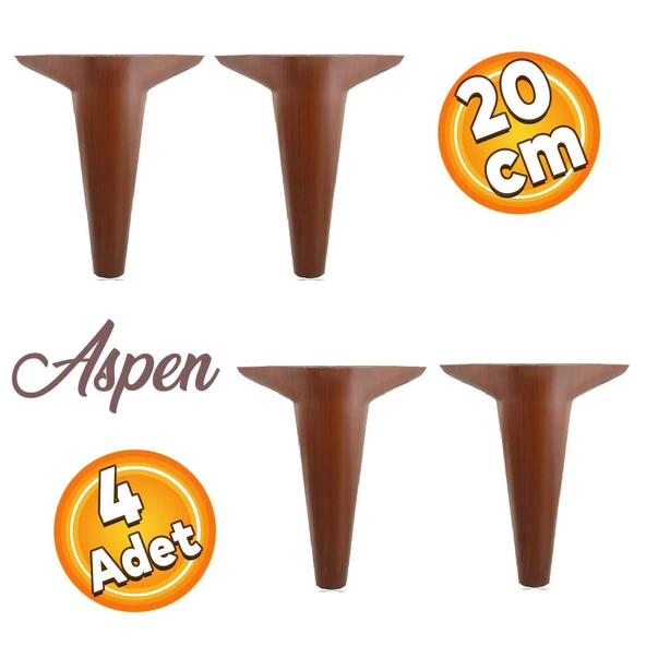Mobilya Kanepe Puf Koltuk Ayağı Kahverengi Ahşap Desenli Tv Ünitesi Konsol Ayakları 20 Cm (4 ADET) ürün görseli 1