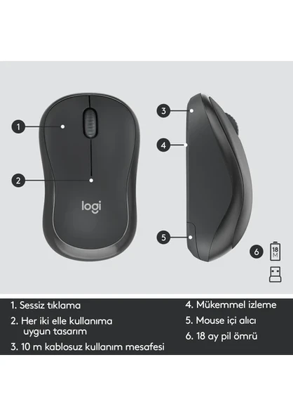 Logitech MK295 Sessiz Kablosuz Klavye Mouse Seti - Resim 3