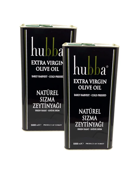 Hubba 2X5 Lt Teneke Naturel Sızma Zeytinyağı Erken Hasat & Soğuk Sıkım ürün görseli 1