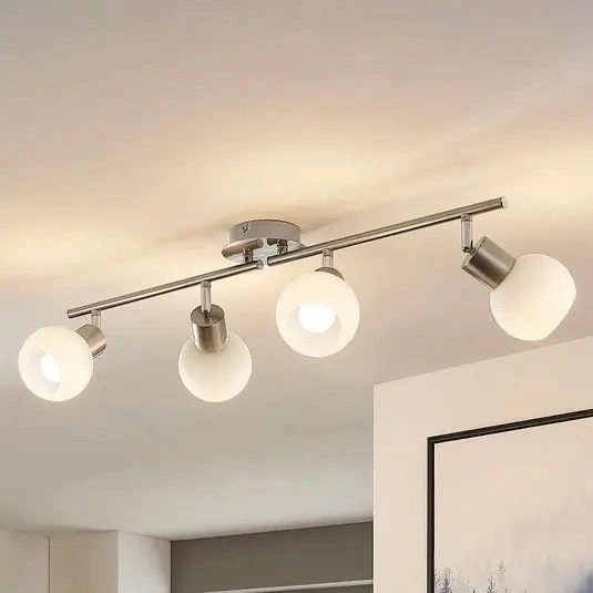 Rsylight Modern İnox Kaplama 180 Derece Hareketli Beyaz Opal Camlı Dekoratif Tavan Plofyoner Avize ürün görseli 1