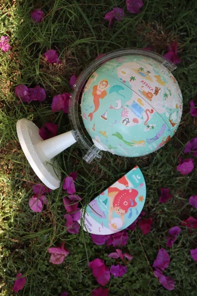 GURBUZ 20cm MERMAID JOURNEY GLOBE+BOOK ISIK HEDIYE ürün görseli 1
