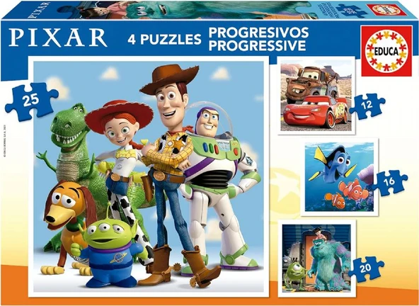 Educa Puzzle - 12+16-20+25 Parça Disney Pixar Kademeli 3-5 Yaş Çocuk Puzzle/Yapboz ürün görseli 1